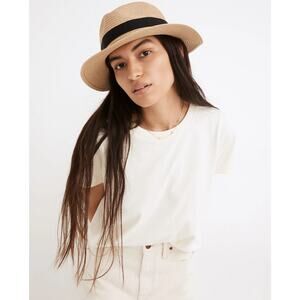 Madewell Tan and Black Straw Hat braided small medium Madewell Braided Straw Hat - Natural Multi | Editorialist main image 3
